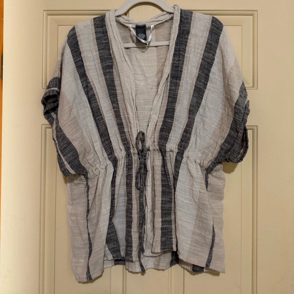 Vince Camuto Beige and Black Striped Blouse